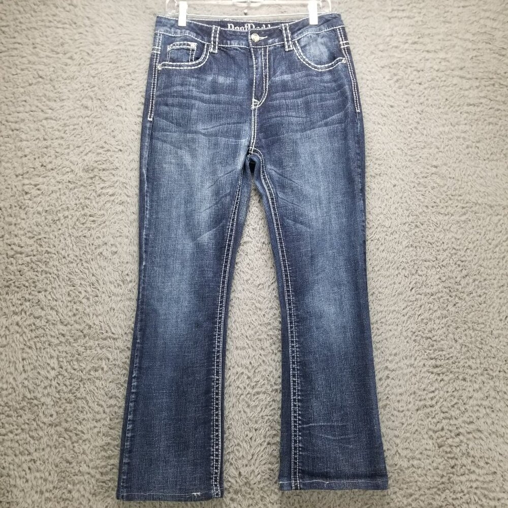 Boot Daddy Jeans Womens 10 Petite Blue Bootcut Stretch Denim *Altered*